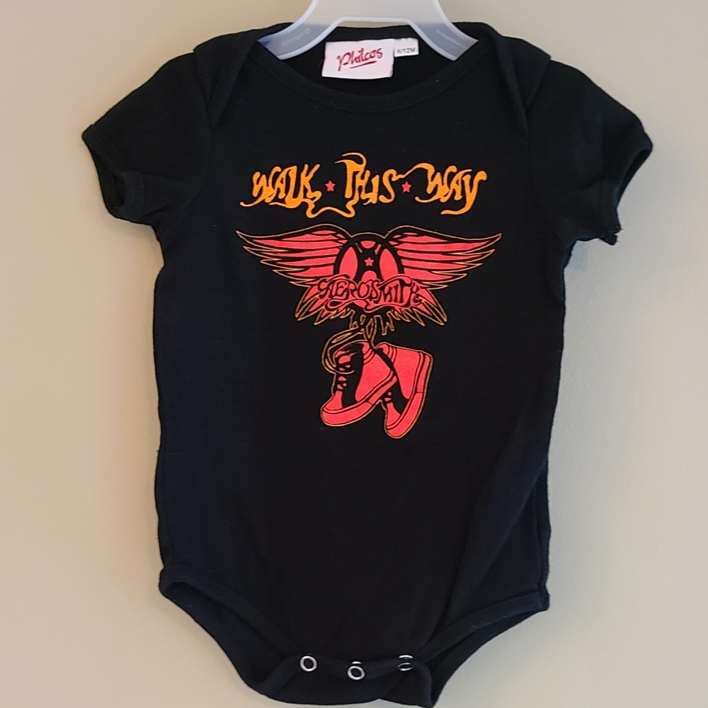 Aerosmith black short sleeved onesie/bodysuit
